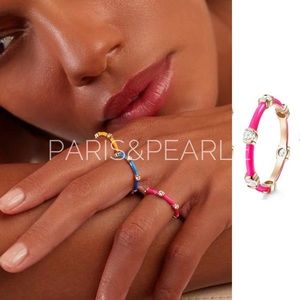 Neon Collection Hot Pink Enamel CZ 14kt GP Ring